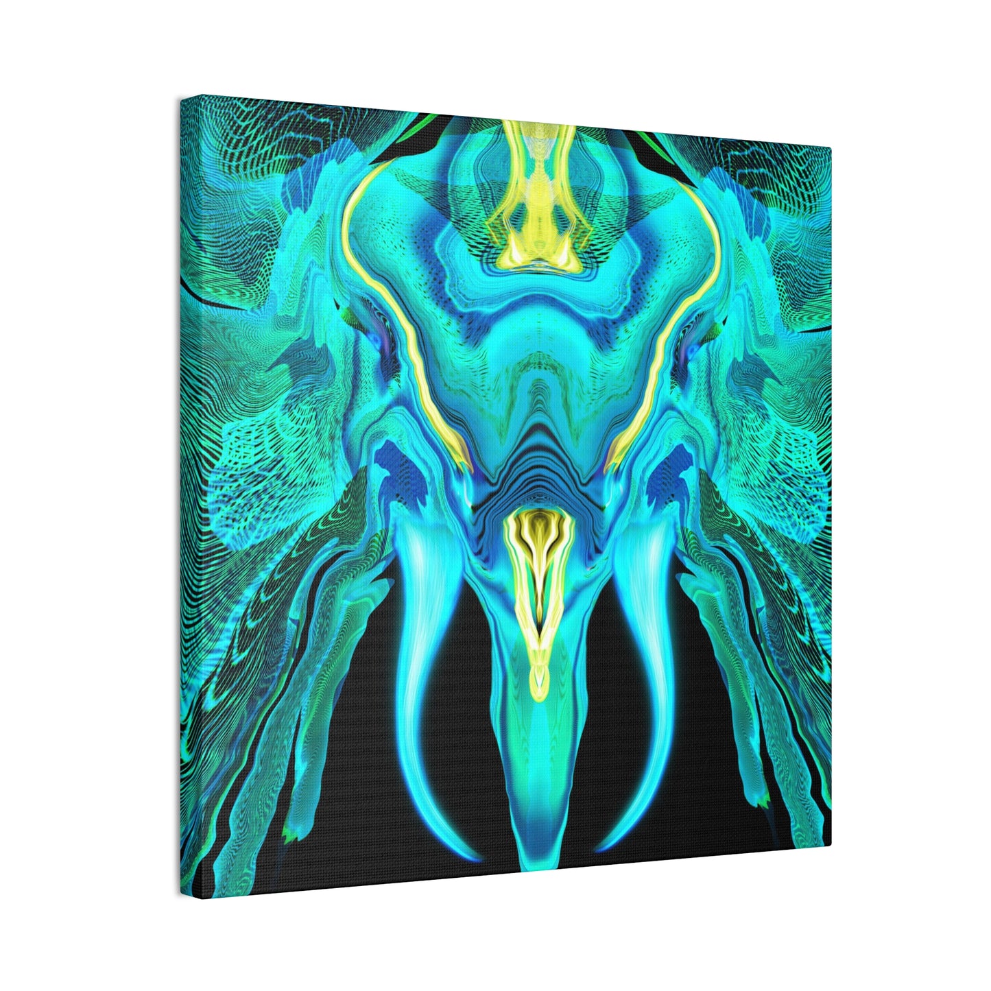 Galactic Mammoth Canvas Art — Vibrant Blue-Green Wall Décor