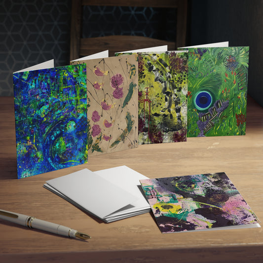 Release and Transform Blank Abstract Art Greeting Cards Set | 5-Pack Boxed Stationery