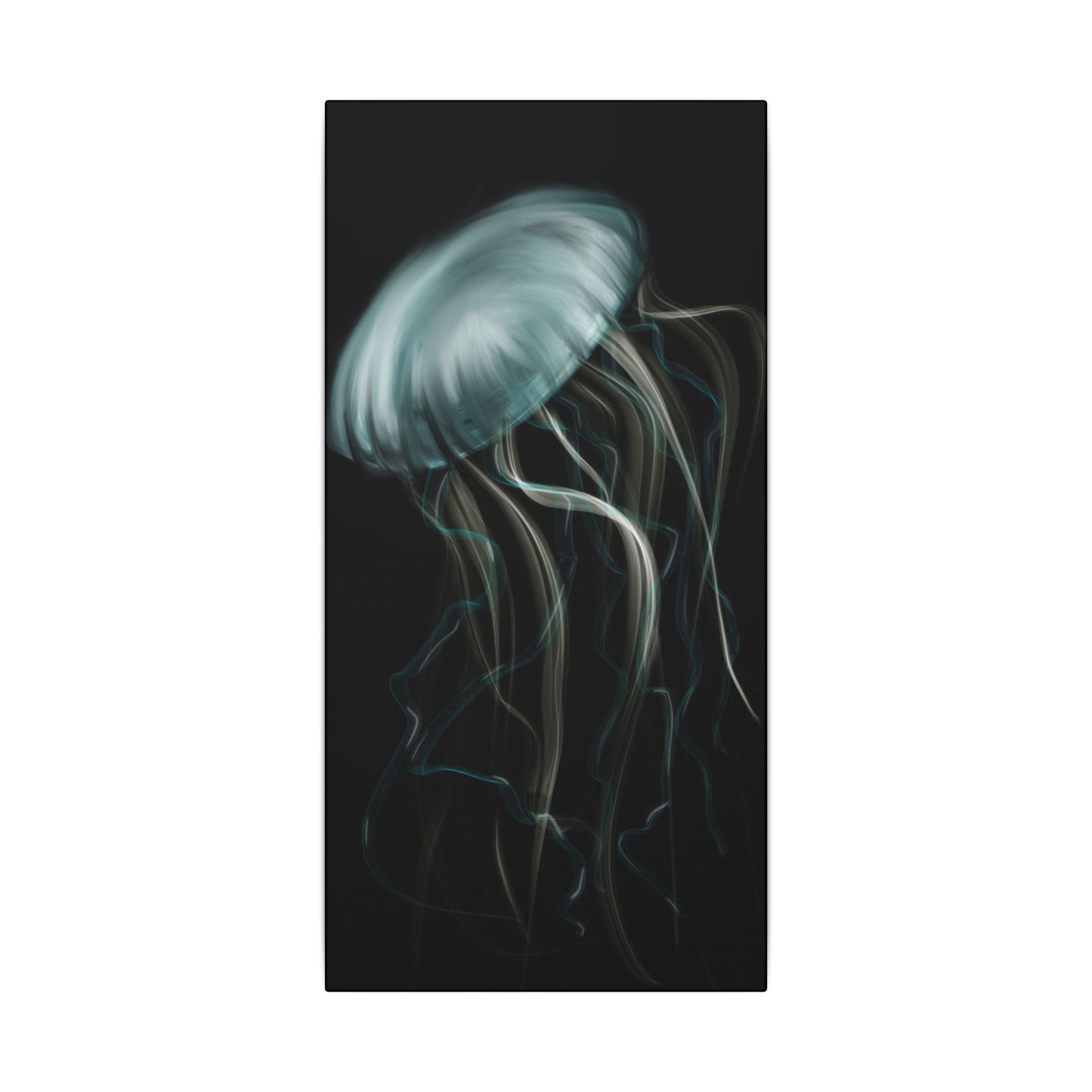 Jellyfish Flow Canvas Wall Art – Ethereal Blue Sea Creature Print