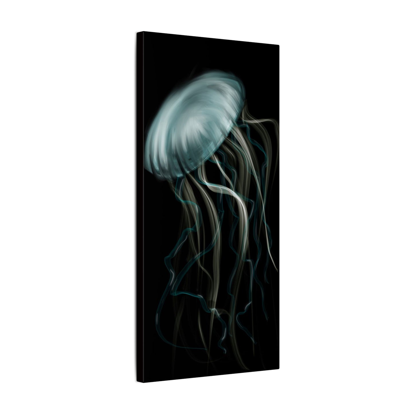Jellyfish Flow Canvas Wall Art – Ethereal Blue Sea Creature Print