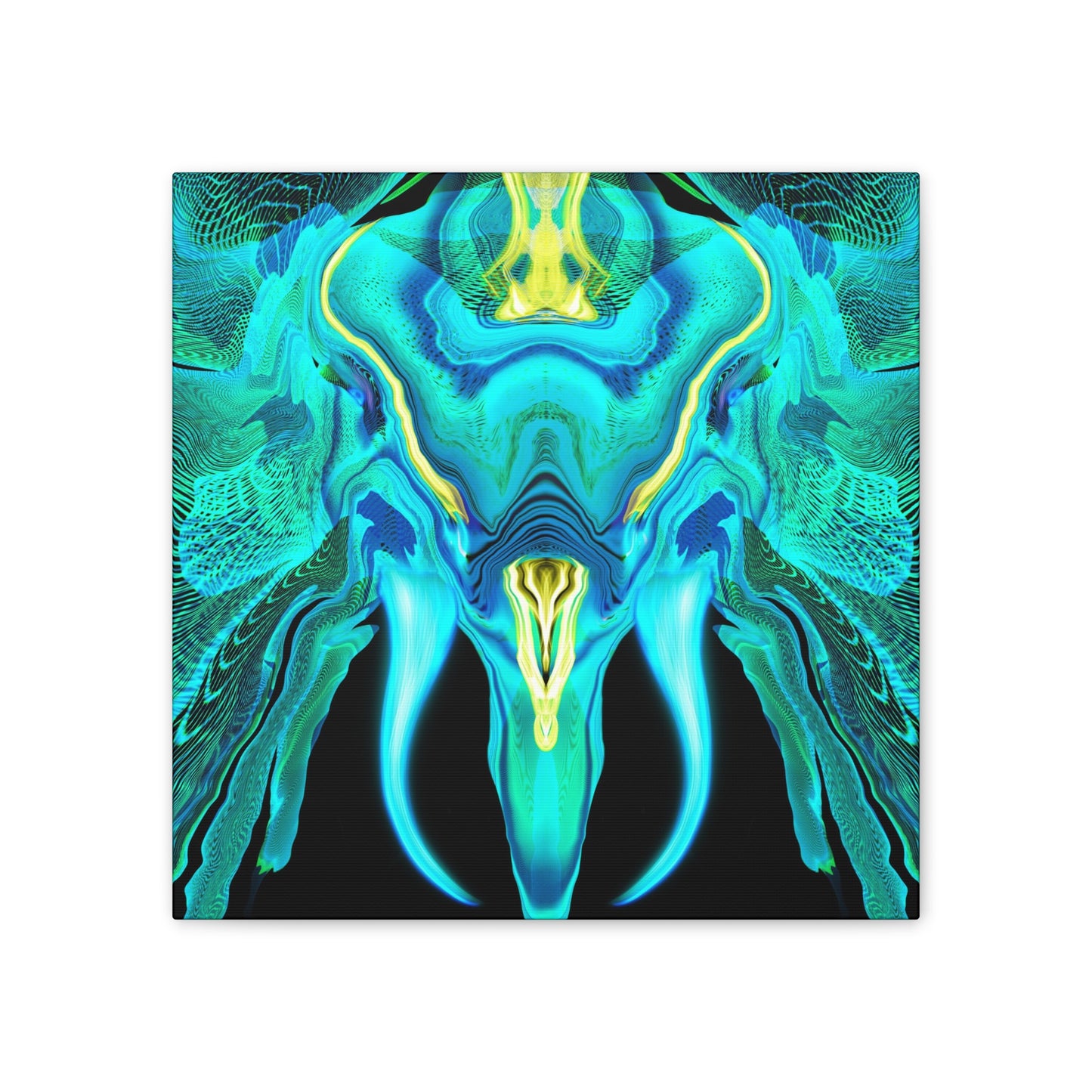 Galactic Mammoth Canvas Art — Vibrant Blue-Green Wall Décor