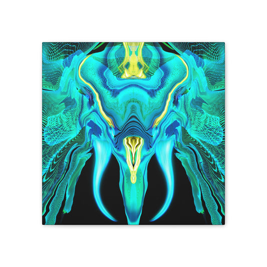 Galactic Mammoth Canvas Art — Vibrant Blue-Green Wall Décor