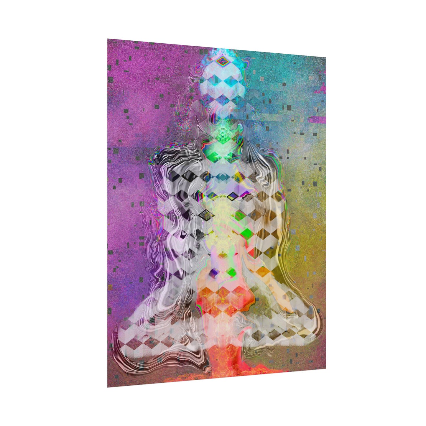 Chakra Meditation Poster — Colorful Abstract Yoga Art Print